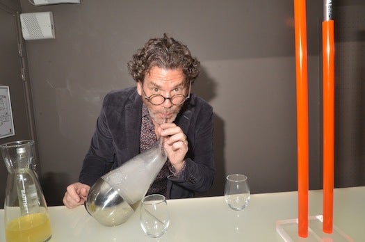 David Edwards demonstrates Le Whaf, a flavored smoke bottle created by designer Philippe Starck.