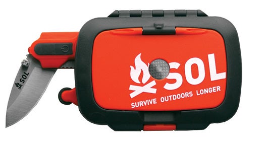 Improve your odds in the wild with the SOL Origin survival kit. The palm-sized, 6.4-ounce set consists of 17 one-handed tools (including a knife, whistle, compass, signaling mirror, sparking device and tinder), all housed in a waterproof case. SOL Origin Essential Tool, $60; <a href="http://www.adventuremedicalkits.com/products.php?catname=SURVIVAL&amp;cat=27">Survive Outdoors Longer</a>