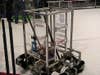 A homemade robot in an arena at the 2009 FIRST Robotics Competition in New York City.