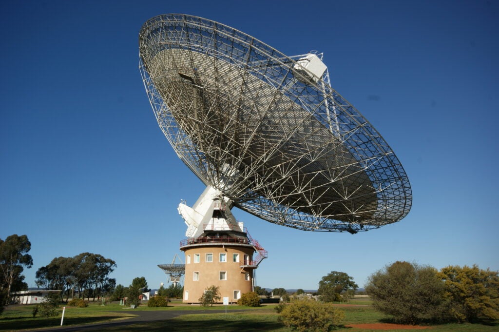 Located in Australia, this 210-foot telescope will scan for extraterrestrial radio waves for the Breakthrough Listen project.