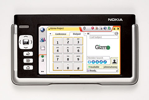 A Nokia 770 using VoIP software from Gizmo Project.