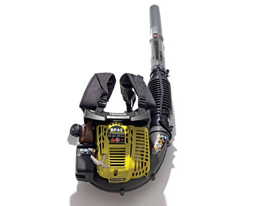 Clearing the yard is faster with the Ryobi Backpack Blower. Unlike other blowers, which have air tubes that run up the back and over the engine, this one has tubes that stay below the engine, and go around the waist. Because it doesn't have to push air upward, the 42-cc motor maintains a higher force.** Ryobi 2 Cycle Backpack Blower** <a href="http://www.ryobitools.com/catalog/outdoor_products/blowers/RY09800">$199</a>
