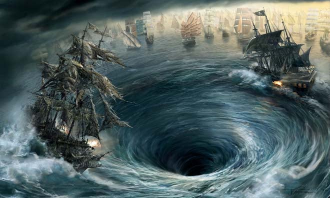 For <em>Pirates of the Caribbean 3</em>, Industrial Light and Magic showed off their ability to run very large fluid simulations. Animated with their Zeno software, the whirlpool is the result of the close collaboration between software designers and artists typical of ILM. ILM's Nick Rasmussen, Ron Fedkiw and Frank Losasso Petterson won a SciTech Oscar this year for their work on Zeno.