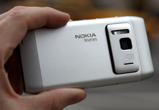 The N8's 12MP camera protrudes a bit from its back.