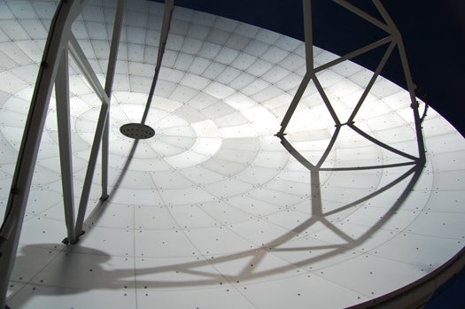 ALMA's radio dishes are designed to withstand extreme temperatures, winds and even earthquakes in Chile's inhospitable Atacama Desert. The dishes maintain a perfect parabolic shape down to 25 microns of error across their entire surface -- about the width of a human hair.
