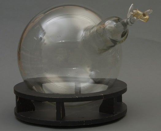 This flask achieved great heights during the 1935 stratosphere flight of the Explorer II Balloon. It captured air samples from a record-breaking 72,000 feet for the National Geographic Society and NIST.