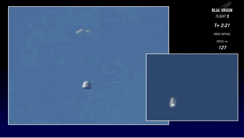Blue Origin crew capsule deploys parachutes