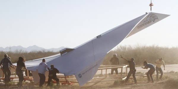 Video: At 800 Pounds and 45 Feet Long, The Largest-Ever Paper Airplane Takes Flight