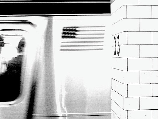 A moving subway train