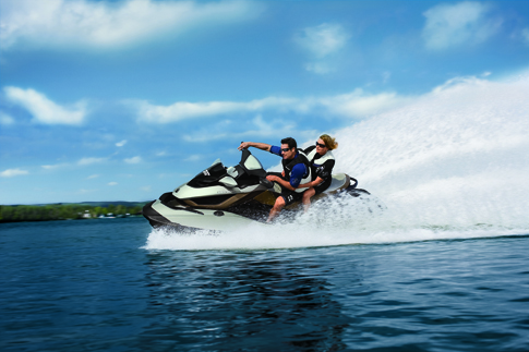 A Sea-Doo traveling at 50 mph can come to a dead stop in about 100 feet--half the distance of a brakeless personal watercraft (PWC). The Sea-Doo may also be the most comfortable PWC on the water; a unique gas-shock-equipped full suspension--another PWC first--swallows choppy water and can be adjusted on the fly for either a stiffer, performance-oriented ride or a cushy cruise.