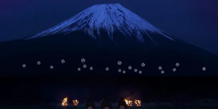 Drone Ballet Turns Mount Fuji Into Cyberpunk Lightscape