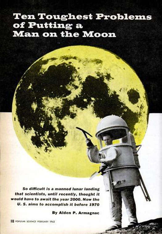 By the time we published this article, the U.S. government was intent on ensuring that we reached the moon first; after all, the Soviet Union had already caught us off guard when it launched Sputnik in 1957. In order to get there, however, we had to overcome a series of engineering challenges. First and foremost was the design of our craft. It not only needed enough power to reach the moon, but it would have to provide artificial gravity for our astronauts. Next was the duration of the trip. Would we go the direct ascent route or refuel at a space station? Other problems outlined in our top ten list dealt with building the launch pad, choosing a safe landing target, and re-entering the Earth's atmosphere on the way back. In retrospect, it's pretty impressive how NASA managed to figure these questions out in just seven years. Read the full story in "Ten Toughest Problems of Putting a Man on the Moon"