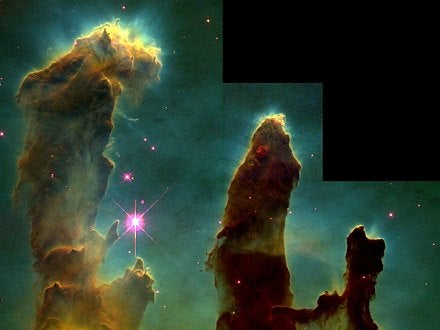 The Hubble Space Telescope captured this image of the Eagle Nebula in 1995.