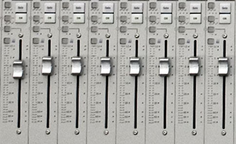 Each fader controls the volume of a different sound source