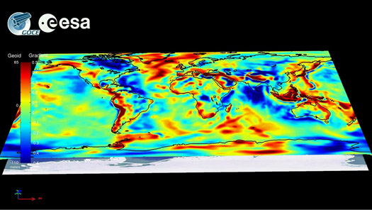 GOCE's final map will look something like the one shown here, representing Earth's gravity distribution with unprecedented accuracy and spatial resolution.