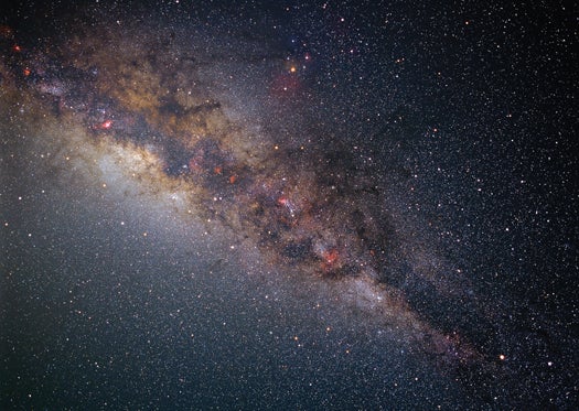 The heart of the Milky Way is largely obscured by dust, but radio telescopes can see all the way through to the core.