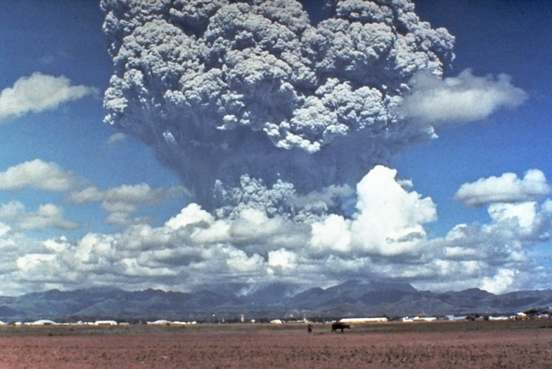 Mount Pinatubo erupts.
