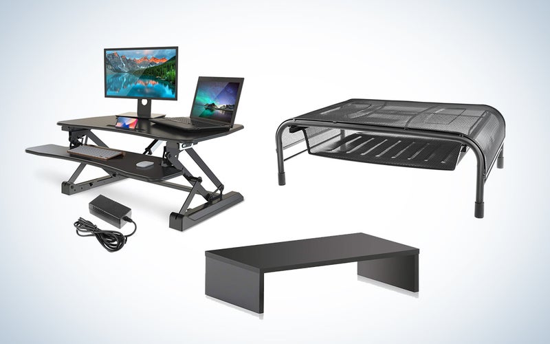 Monitor stands and heigh-adjustable desks