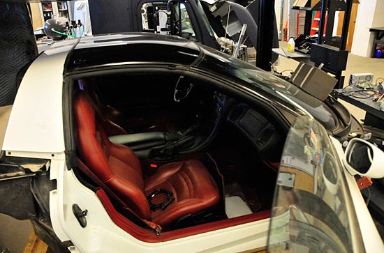 As you can see, the NADS-1 simulator uses modified cars for drivers to sit in, but lacking such real-world essentials like wheels, and you know, an engine.