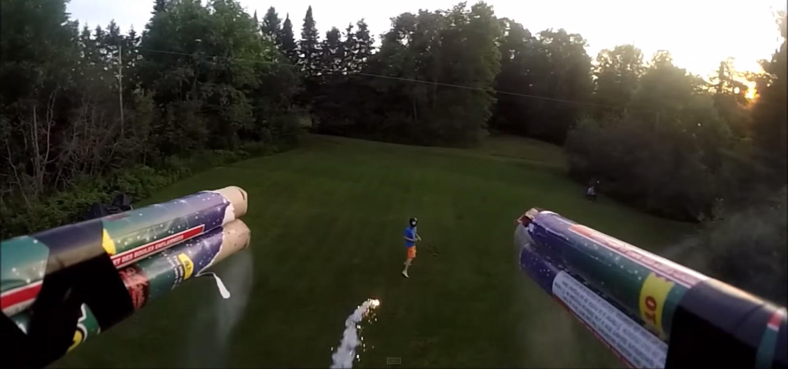 Watch A Drone Bombard Volunteers With Roman Candles