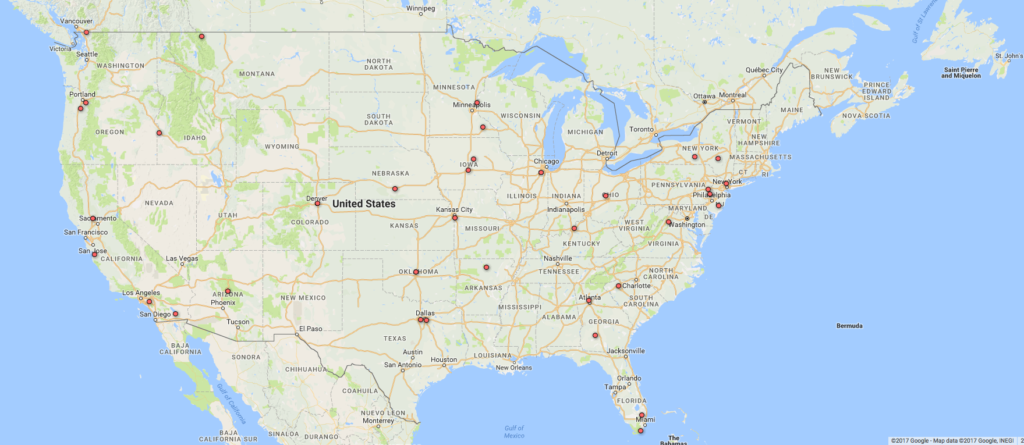 Map of water sampling locations