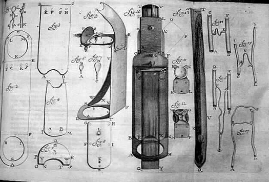 In the 17th century, <a href="http://www.ucmp.berkeley.edu/history/leeuwenhoek.html">Anton Von Leeuwenhoek</a> made over 500 "microscopes," some of which are illustrated here. They were not compound microscopes like we have today, rather very powerful magnifying glasses. Viewing a sample of lake water under one such microscope, he observed and described microorganisms present in the water, including algae. He went on to observe many other microorganisms.