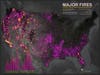 Data visualizer John Nelson put together this map showing the energy created by a fire, with nuclear plant energy capacity as the unit. Turns out wildfires release just about as much energy. Read more <a href="http://io9.com/5926613/a-map-of-major-us-fires-since-2001-as-measured-in-units-of-nuclear-power-plant-output">here</a>.