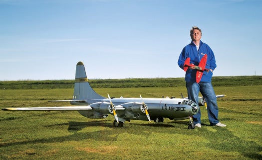 World's largest electrically powered remote control plane with it's designer and creator Tony Nijhuis in East Sussex, UK.