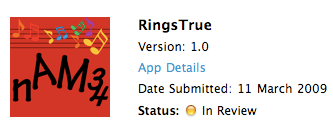 The RingsTrue app pending sale.