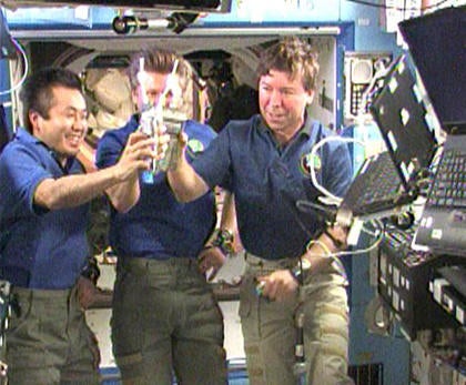 Aren't you glad we told you about the sushi first? Of all the discomforts of living in space, this one makes us gag the most. To conserve resources, the ISS is equipped with a $250 million <a href="https://www.popsci.com/military-aviation-amp-space/article/2009-05/space-station-astronauts-toast-recycler-their-own-urine/">water recovery system</a> that converts urine and sweat into drinkable water.