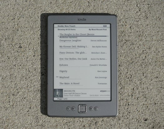 The main page of the new Kindle. Note the ad banner at the bottom.