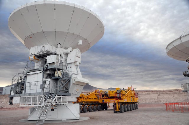The world's largest observatory begins to come together with the delivery of a first antenna to a plateau high in the Chilean Andes. The trip begins from the ALMA Operations Support Facility at a 2900-meter altitude, where engineers have assembled the three main antennas.