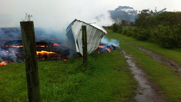 shed consumed by the lava flow