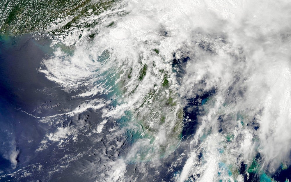 Tropical Storm Debby making landfall in Florida, June 26, 2012.