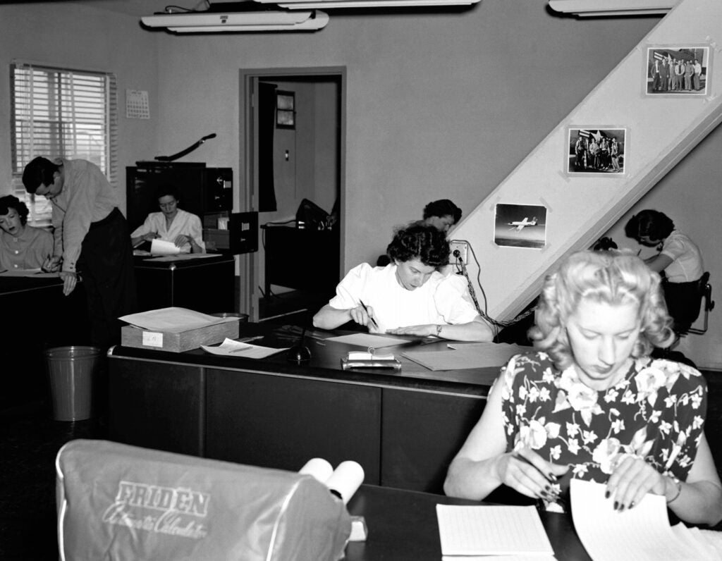 The "computer room" at the NACA's High Speed Flight Station, which is now the Armstrong Flight Research Centre, in 1949.