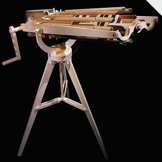 Toms' latest offerings include what he calls "the only fully automatic machine gun that's legal in all 50 states." It shoots 144 rubber bands as fast as you can crank the handle.