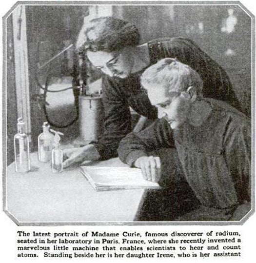 PopSci received amazing news from Paris in 1924: "Madame Curie, famous as the discoverer of radium, had invented a machine more startling and filled with more dramatic possibilities than even the telescope that gave to man his first real understanding of the sublime wonders of the heavens"! Whew. This astounding machine makes it possible to hear and count the sounds produced as helium atoms are discharged from polonium. "A machine more amazing than that, the human mind is incapable of imagining." Read the full story in Science Sees, Hears, Counts Atoms.