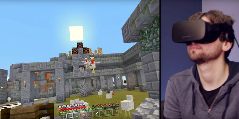Screenshot of Minecraft VR for the Oculus Rift