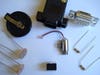 Various electronics parts for building a robotic bug.