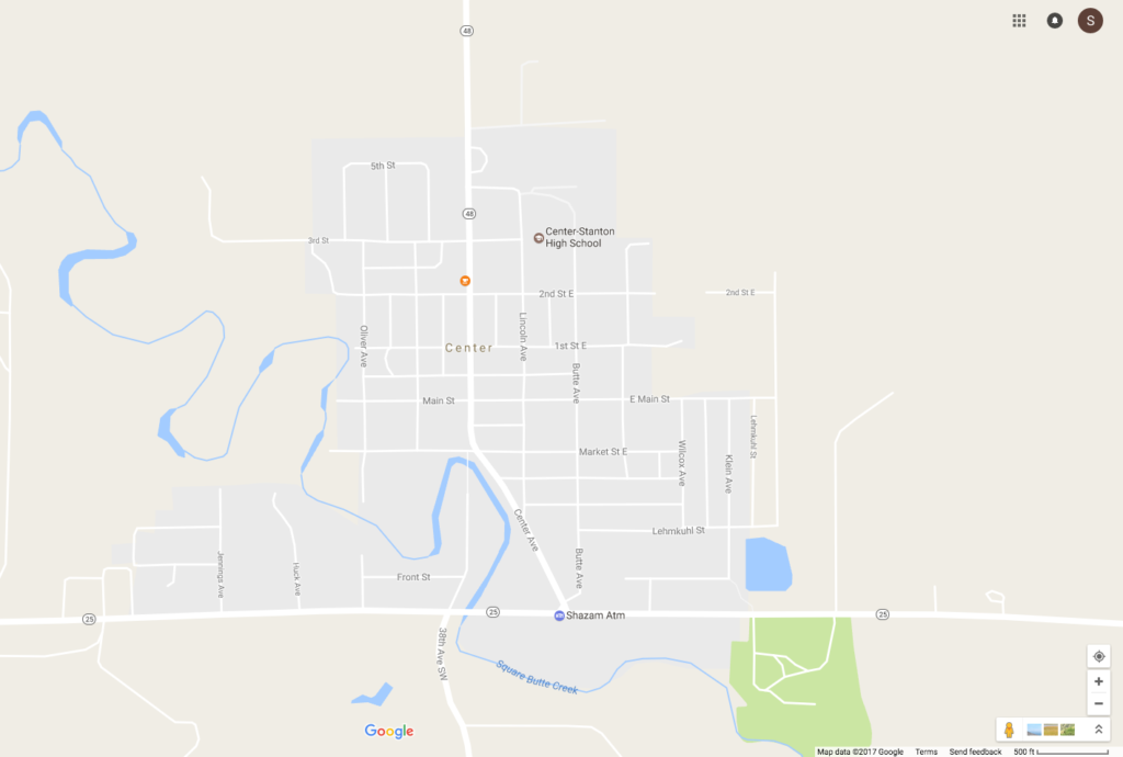 Map of Center, ND