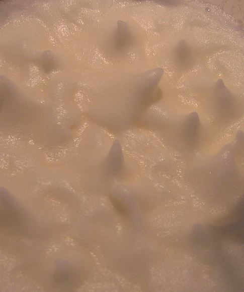 Peaks of white meringue.