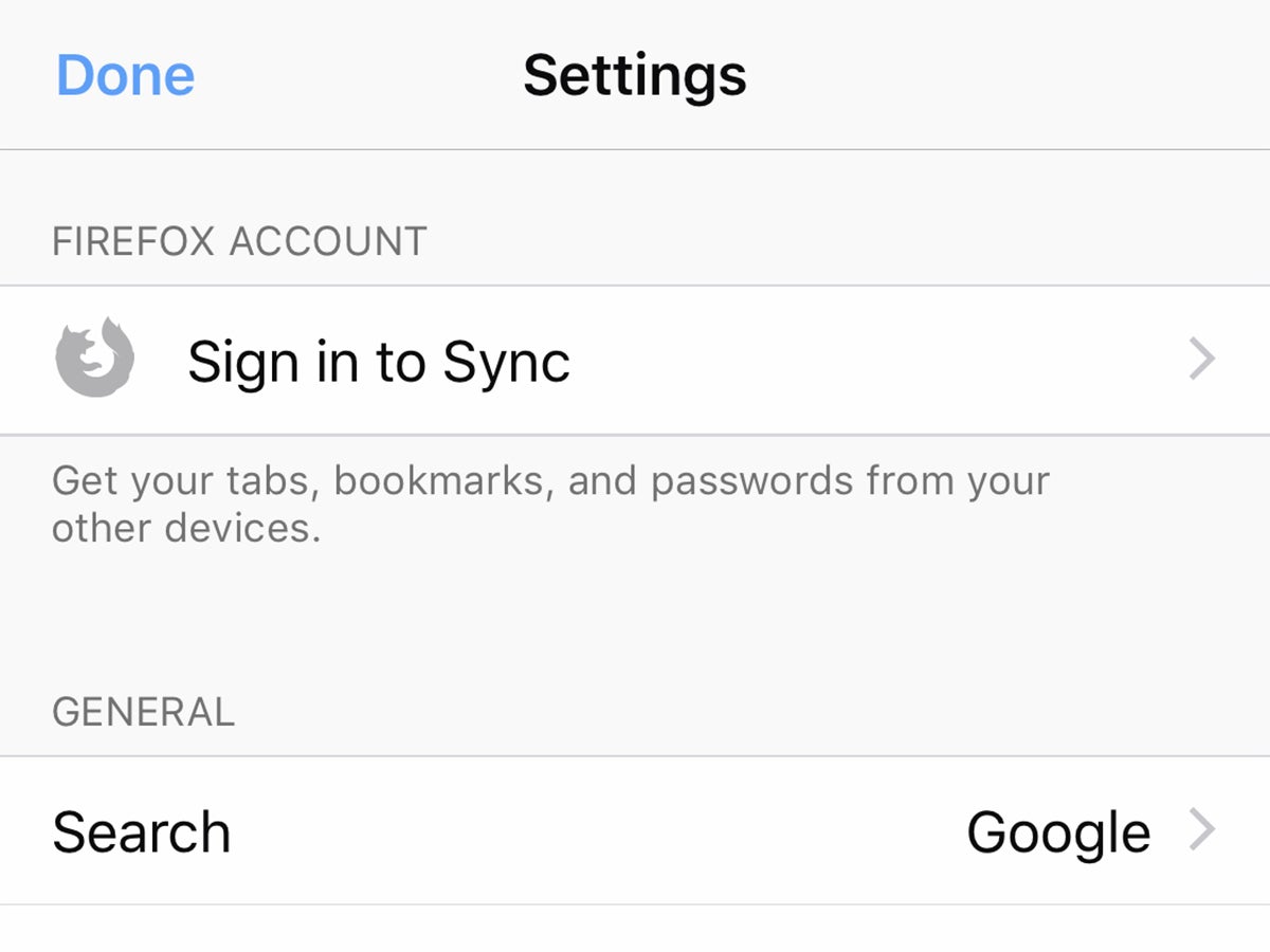 The user interface that lets you sign in to sync your Firefox browsers.