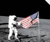 Astronaut and US flag in moon