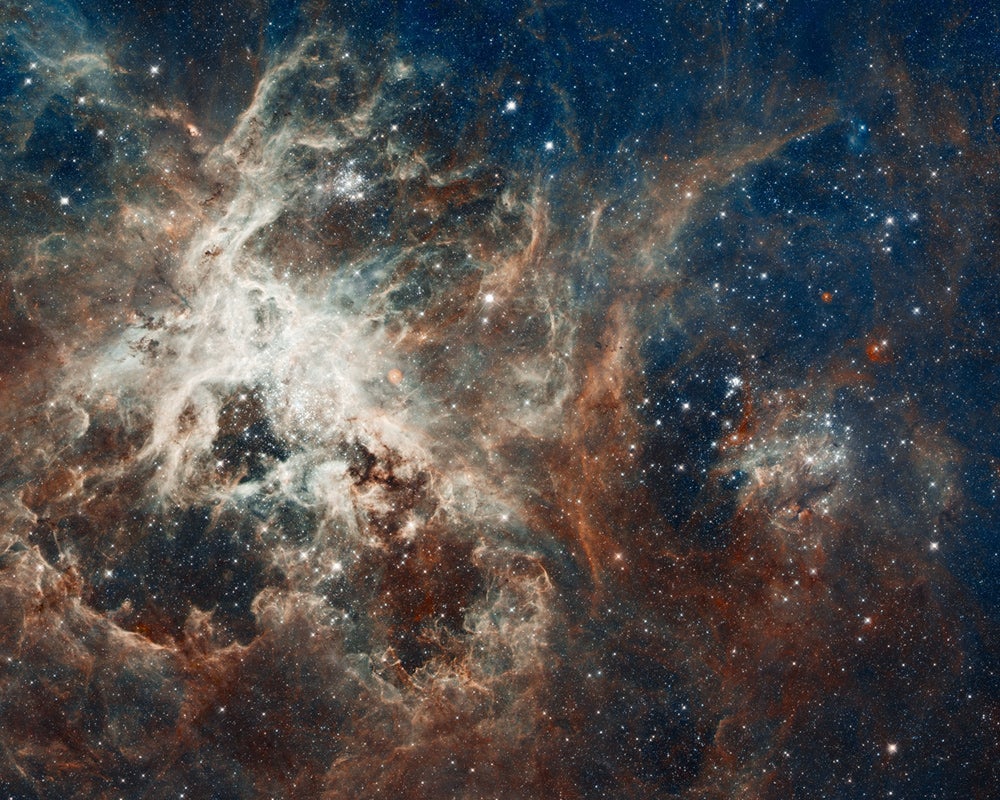 The heart of the <a href="http://hubblesite.org/newscenter/archive/releases/2012/01/image/a/">Tarantula Nebula</a>, filled with millions of young stars.