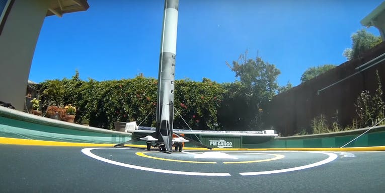 Tiny Falcon 9 Rocket Lands Successfully In Backyard Pool