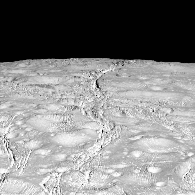 Saturn’s Icy Moon Enceladus Is Covered In Tiny Cracks