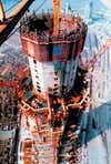 Jin Mao Tower Shanghai, China, completed in 1999<br />
China's tallest building, shown here under construction in the summer of 1996, will soon be dwarfed by a tower in Taiwan.