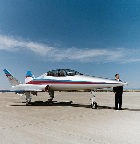 <em>George Bye is sure there's a market for his flying sportscar, the Javelin. It will cruise just below supersonic speeds, carrying a pilot, a passenger, and 200 pounds' worth of luggage and golf clubs.</em>