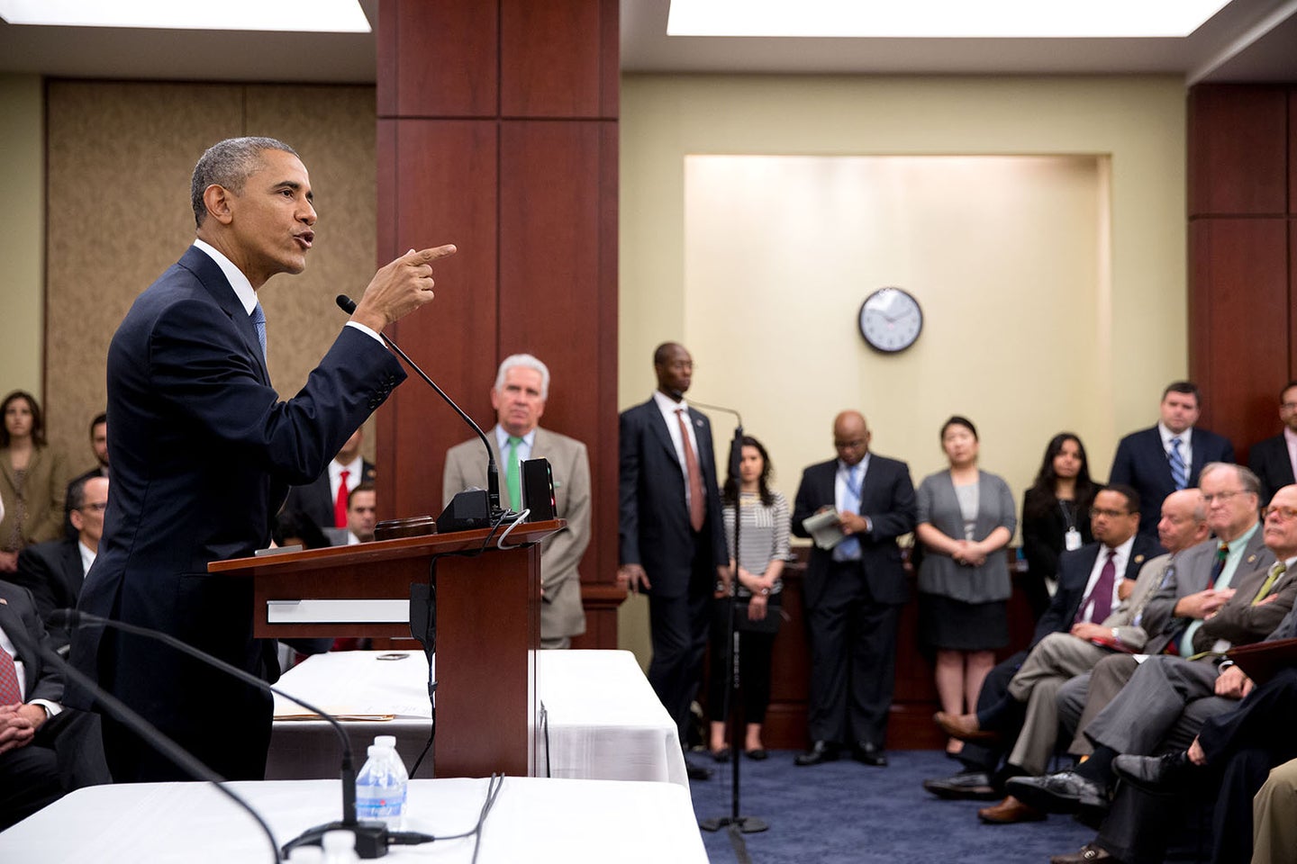 President Obama addresses the House Democratic Caucus