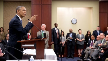 President Obama addresses the House Democratic Caucus